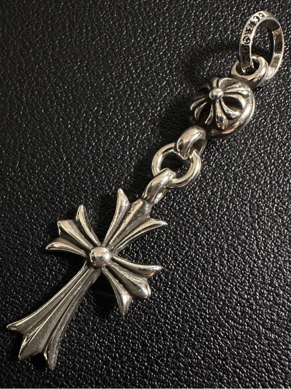 Chrome Hearts Tiny CH One Ball Cross Charm Pendant 925 Sterling Silver 5.7g